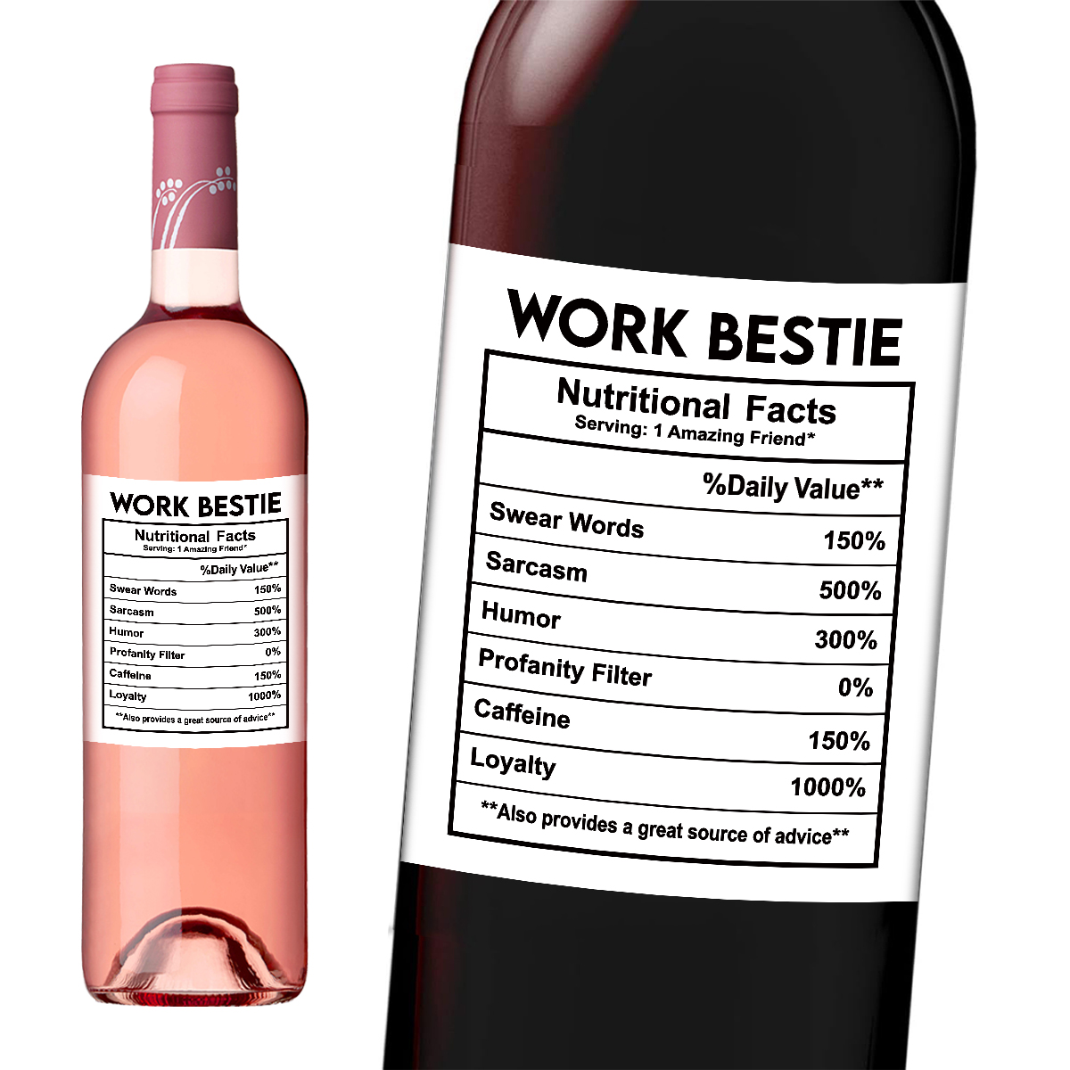 Nutrition & Fitness Class - 4pcs Funny Work Bestie Wine Bottle